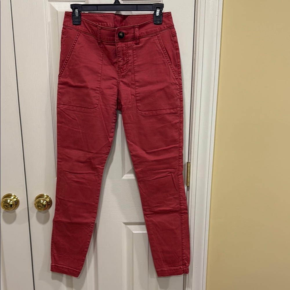 CAbi Red Ankle Cropped Jeans Fashion-Forward Design